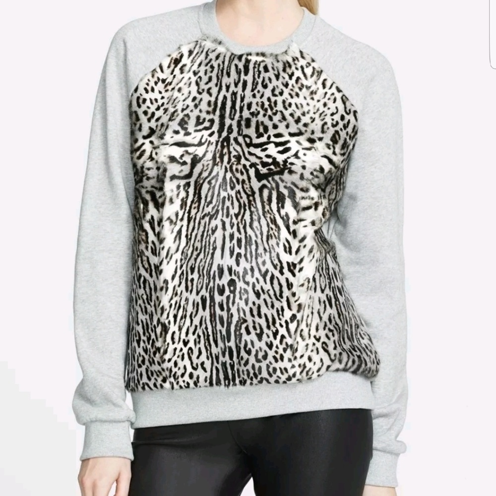 MSGM Pony Hair Fur Grey Animal Top Sweatshirt M